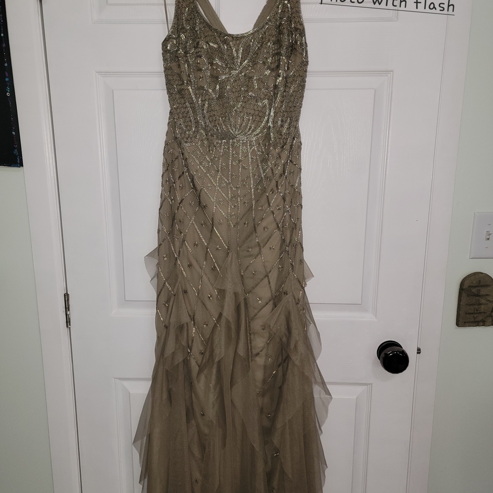 Lauren Ralph Lauren Elegant Beaded Maxi Dress in Gold (NEW WITH TAGS)